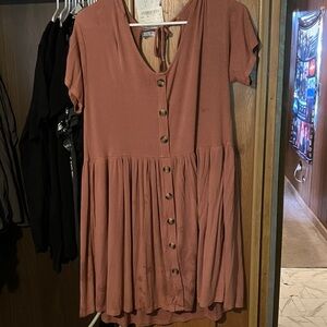 American Eagle Outfitters Rust Button-Down Dress